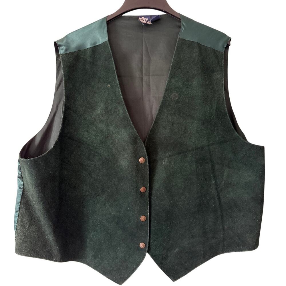 Blue Earth Vintage 90s Dark Green Suede Leather Vest Women's 3X